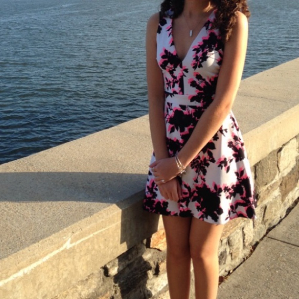 Aqua floral mini dress